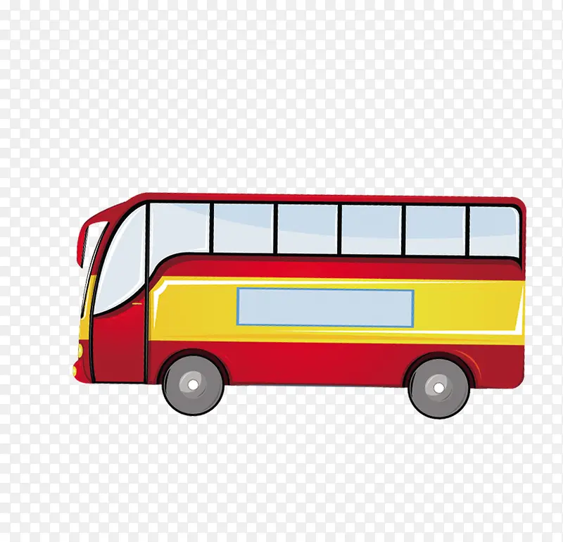 红色卡通大巴车装饰图案