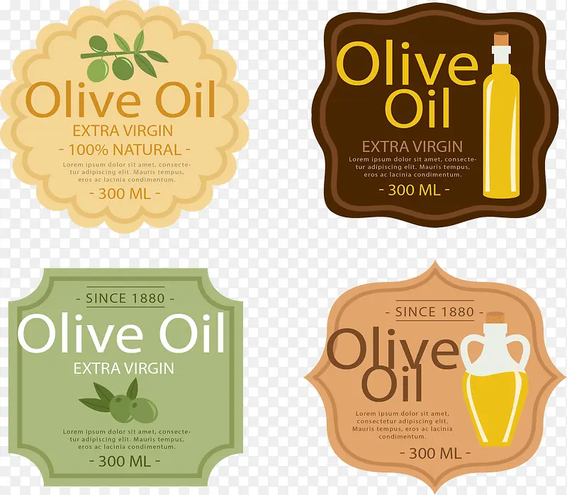 扁平化复古橄榄油标签
