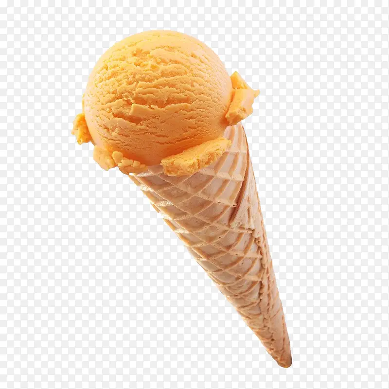 美味橙色冰激凌蛋卷