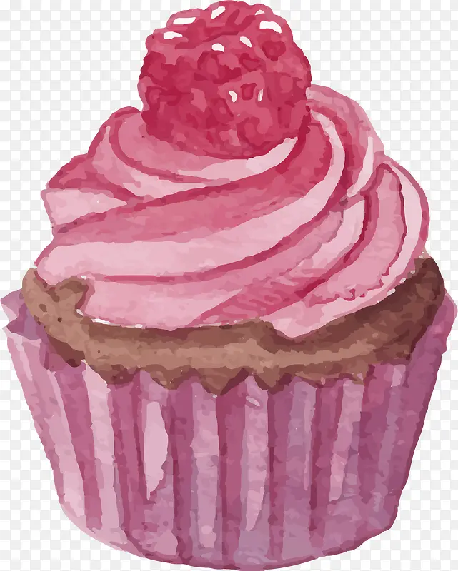 粉紫色水彩杯子蛋糕