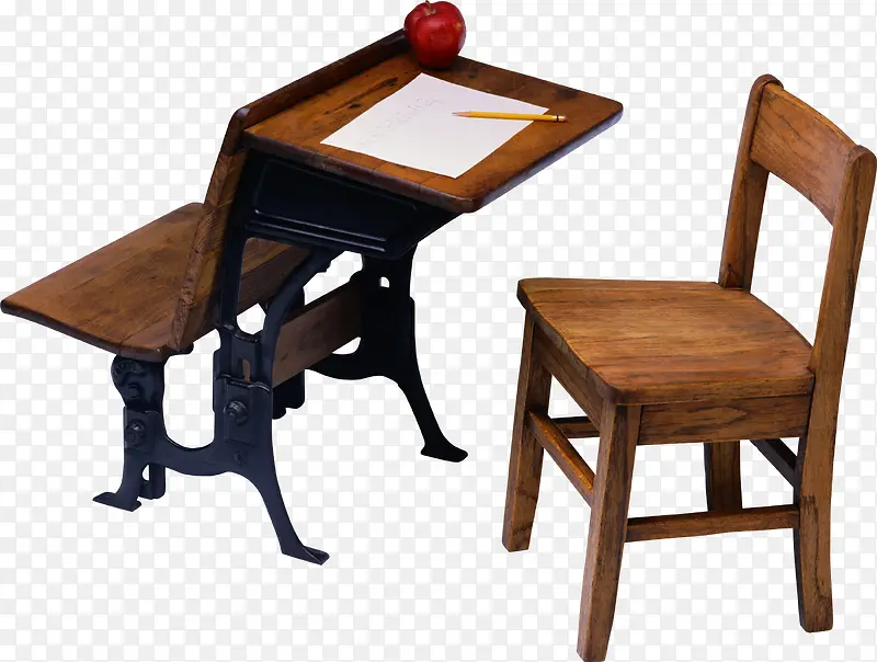 教育课桌椅   木纹 复古