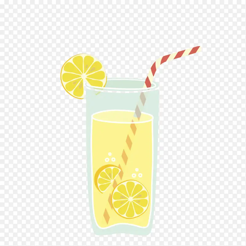 美味的水果柠檬片饮料卡通