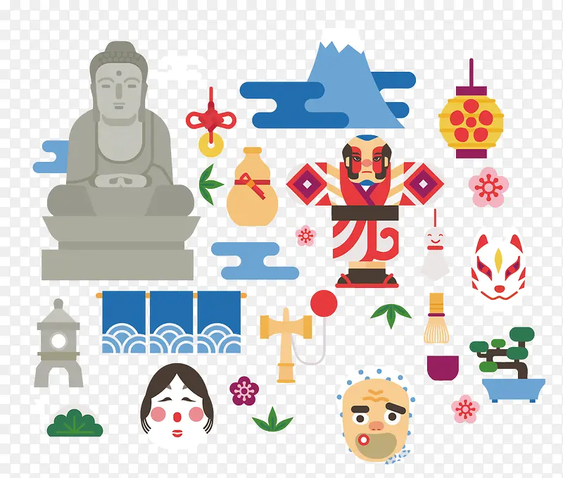 矢量日本扁平化装饰