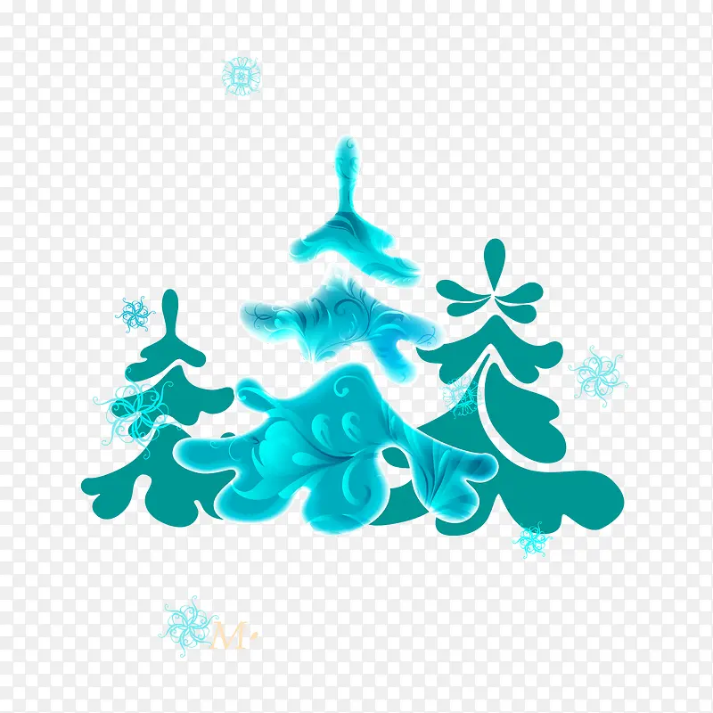 冰晶蓝圣诞树矢量素材