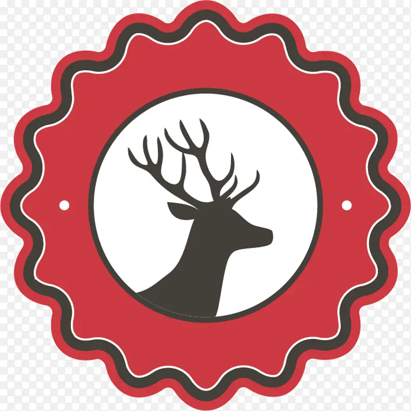 圣诞节灰色麋鹿徽章