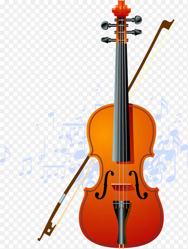 竖立小提琴与音乐符号