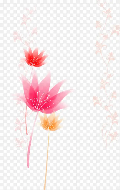 红色莲花矢量边框装饰花纹素材