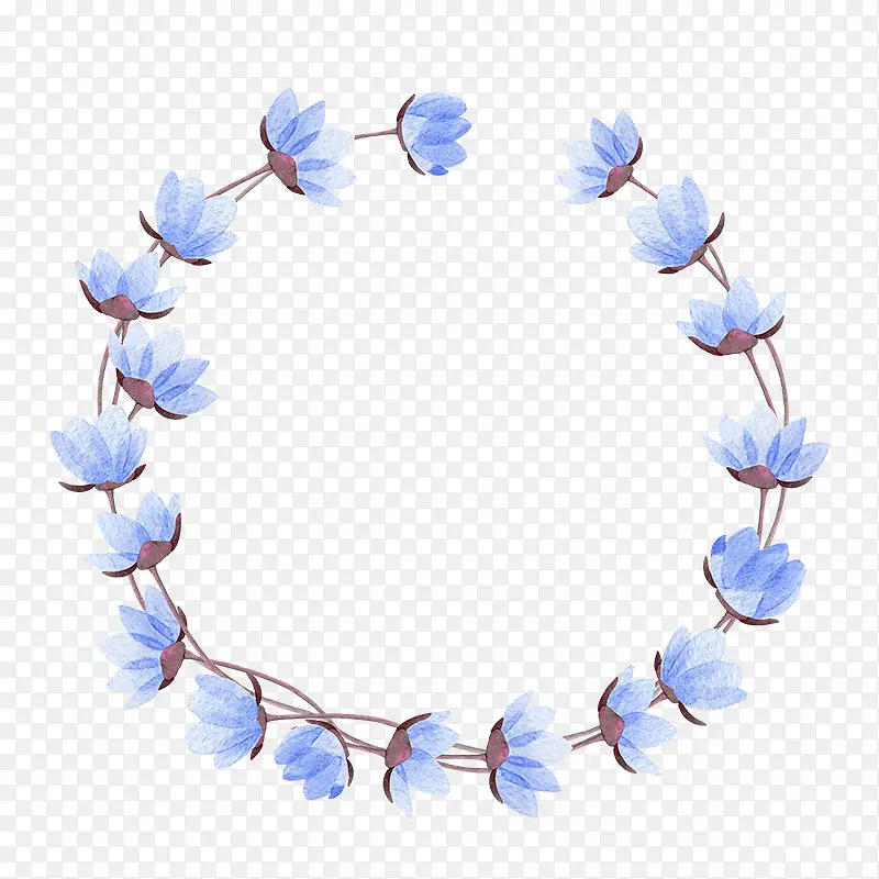 蓝色莲花植物花环
