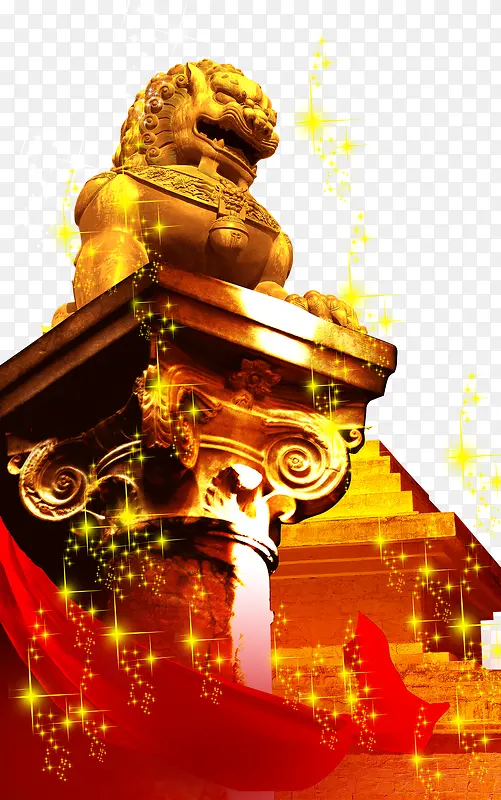 中国风金色狮子雕像素材PNG图片素材下载_图片编号qvdmldaq-免抠素材网
