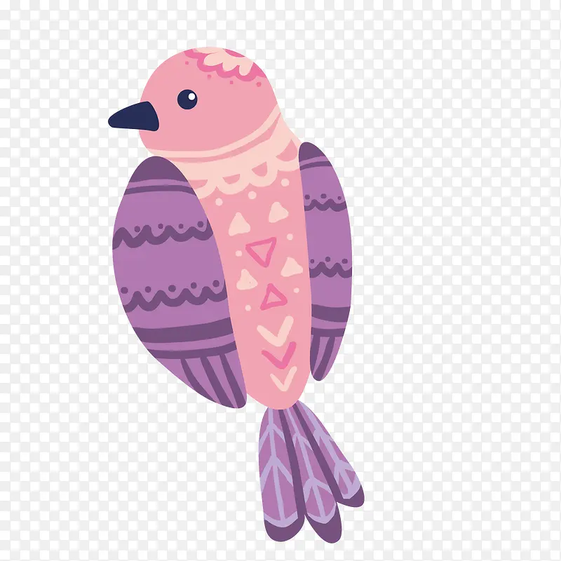 紫色花纹可爱装饰鸟