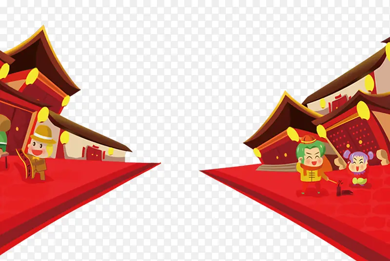 中国传统节日喜庆红色春节街景