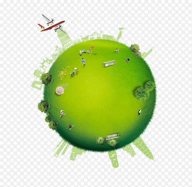 绿色创意环保地球插画