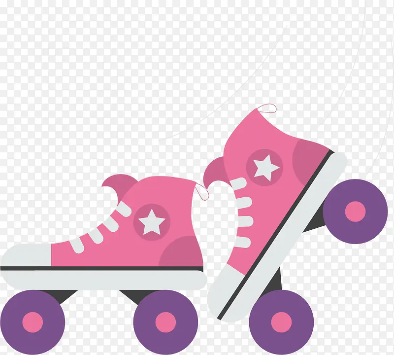 矢量图粉紫色轮滑鞋