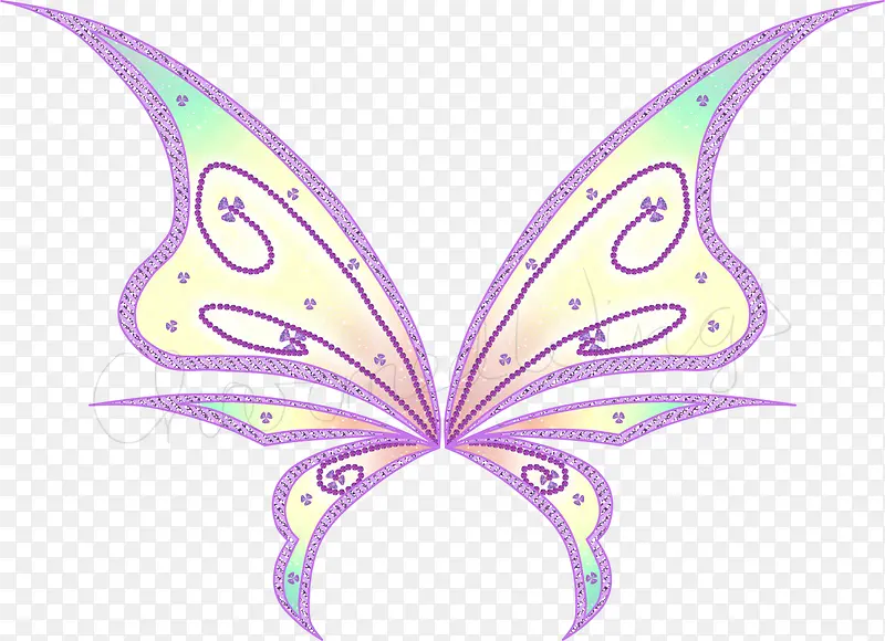 紫黄色蝴蝶卡通手绘