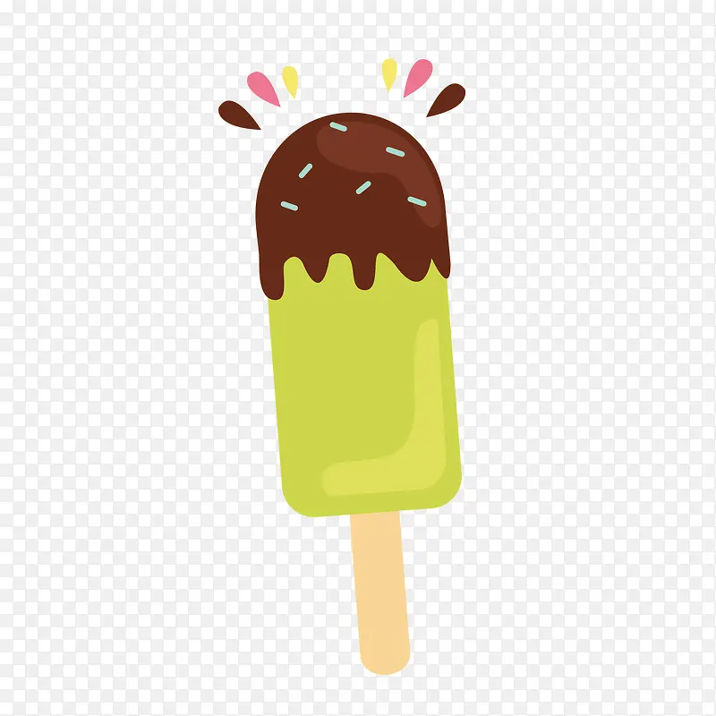 夏日绿色卡通冰淇淋