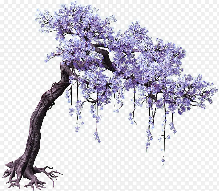 淡紫色简约树木装饰图案