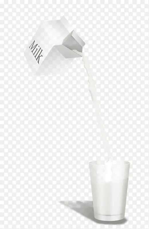 牛奶倾倒白色卡通