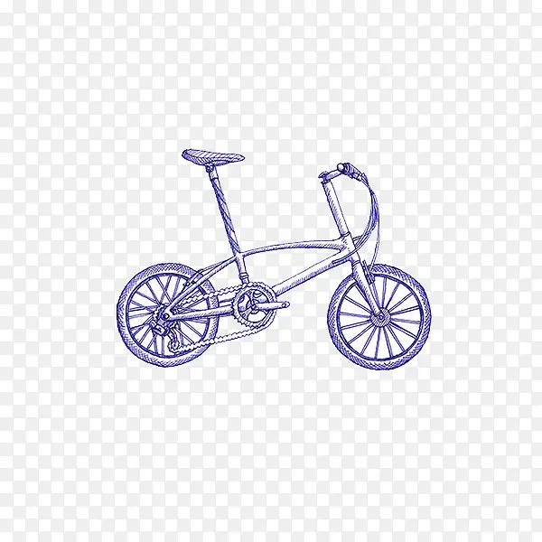 圆珠笔手绘自行车素材