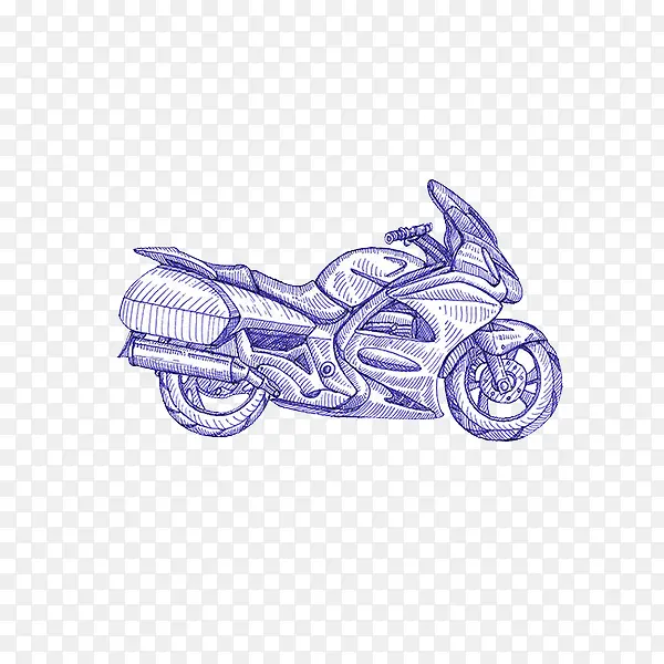 圆珠笔手绘摩托车素材