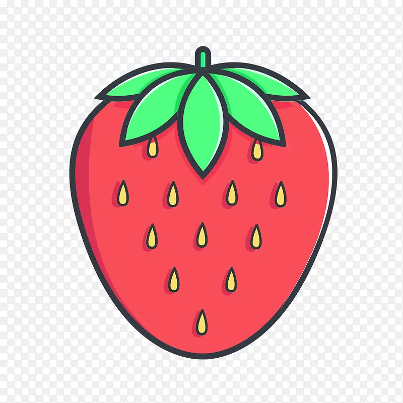 红色手绘圆弧草莓食物元素