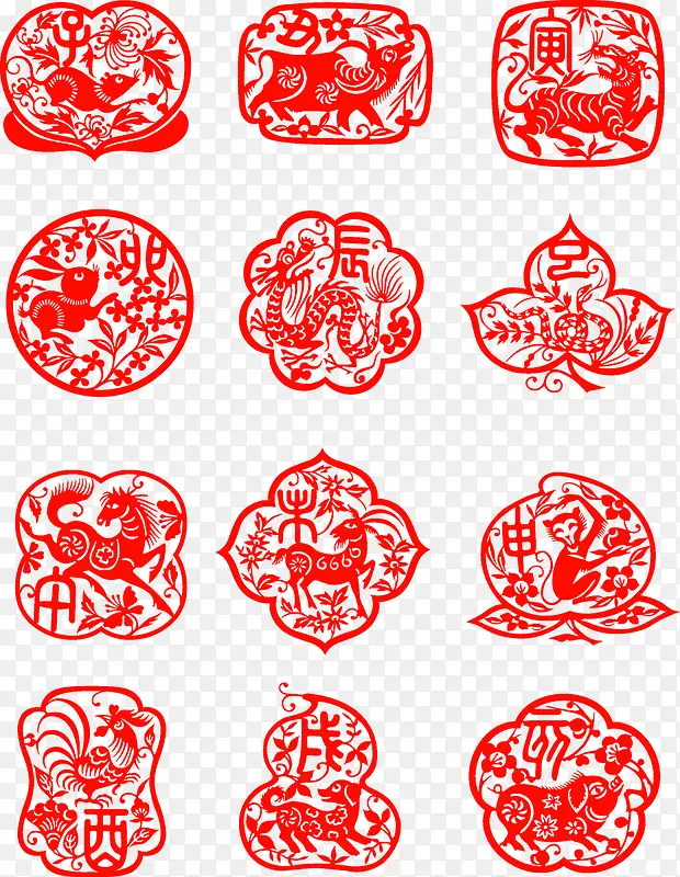 十二生肖剪纸