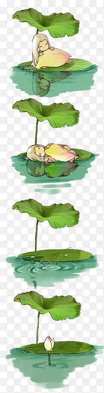 创意卡通神仙荷叶睡觉图