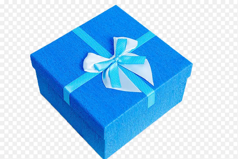 木制背景蓝色缎带礼物盒