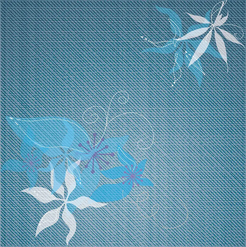 蓝色牛仔花朵纹理素材