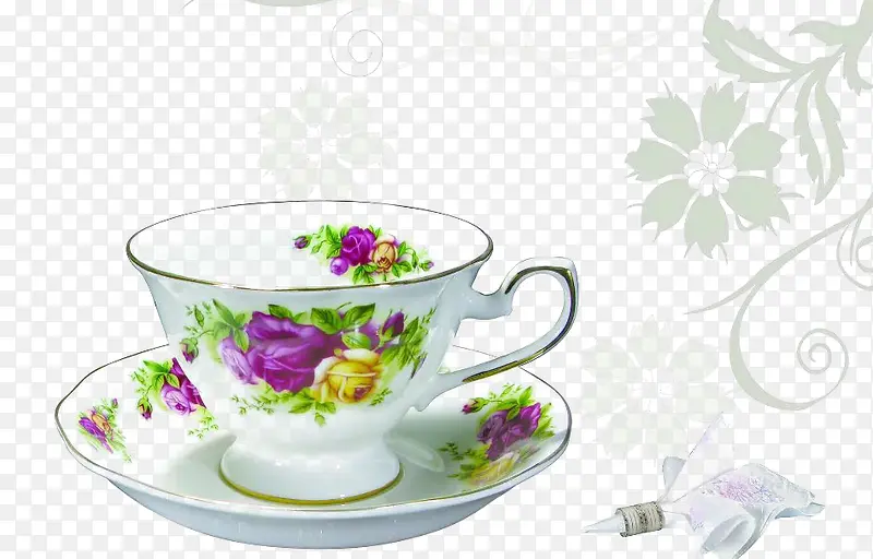精美小花的茶具