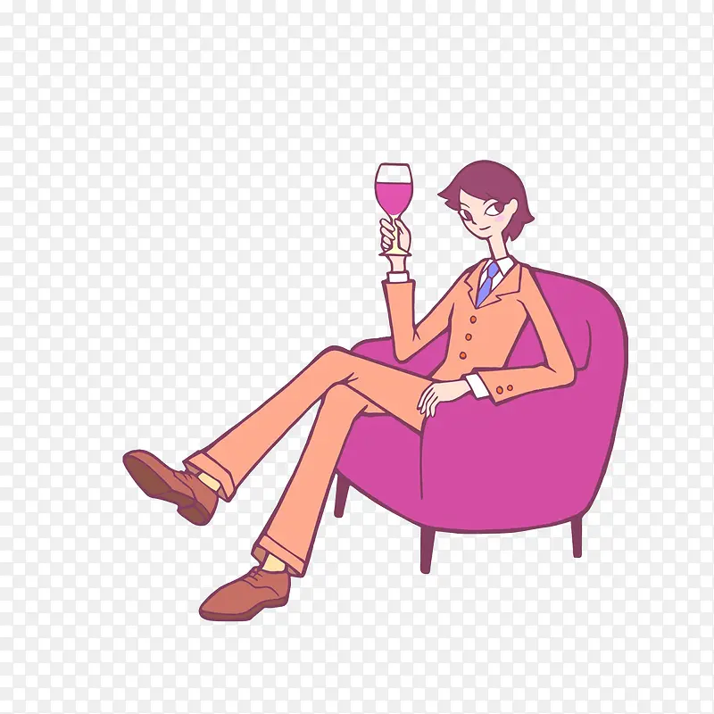 坐沙发上喝红酒的男子