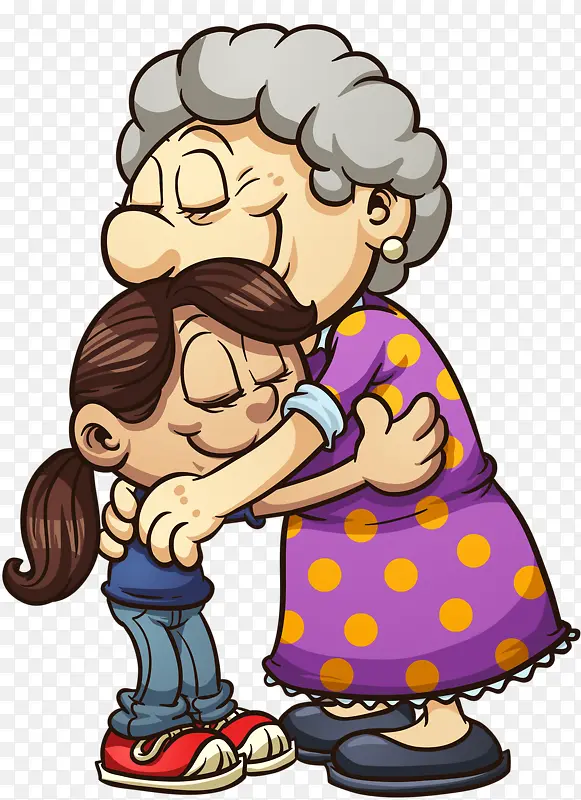 拥抱的奶奶和孙女