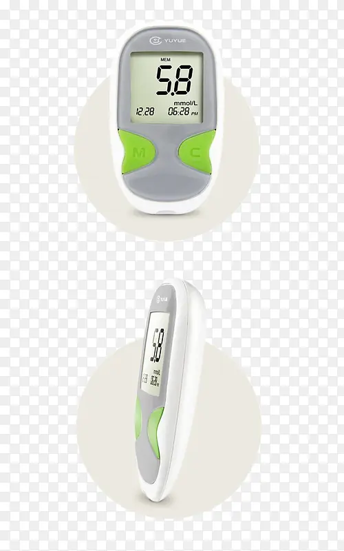绿色按键血糖测量仪正侧面
