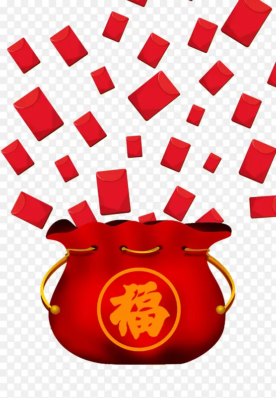 红色卡通矢量红包福袋素材