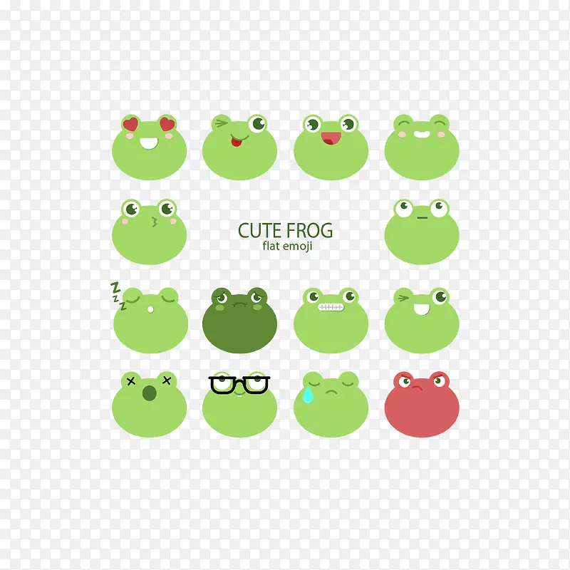 矢量EMOJI卡通绿色小青蛙表情包