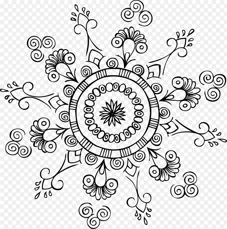 创意花卉圆形装饰矢量图