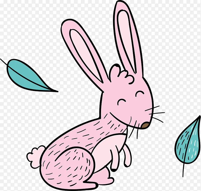 卡通矢量可爱粉红兔子