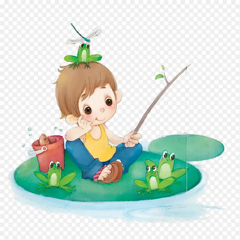 钓鱼的小男孩