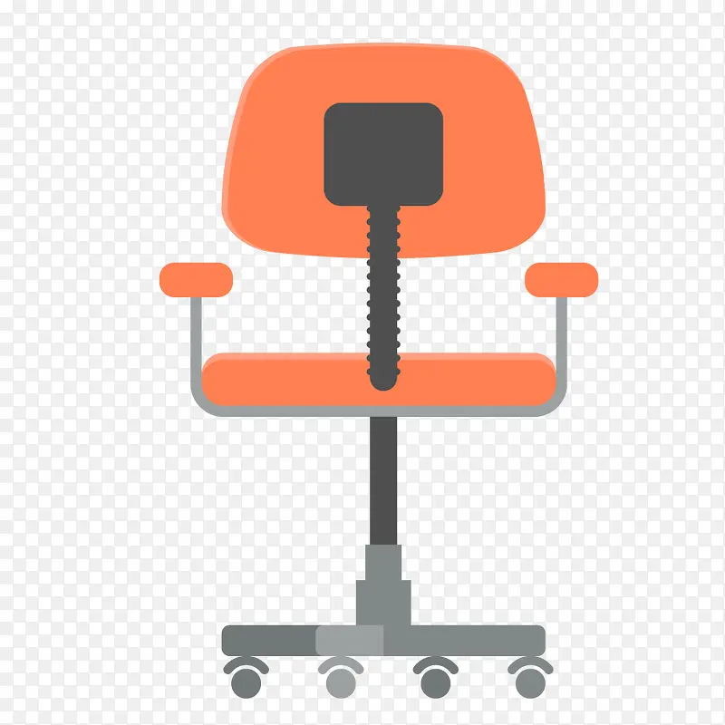 手绘橘色办公椅素材
