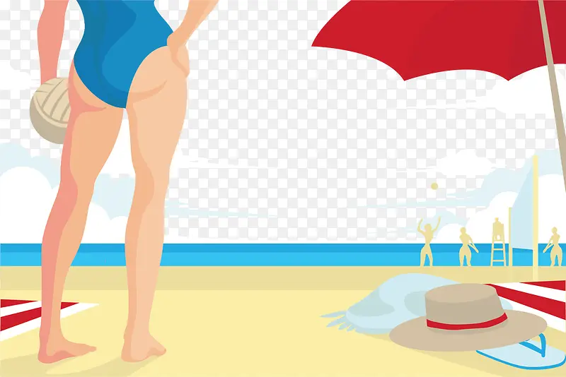 夏天沙滩泳装美女视角