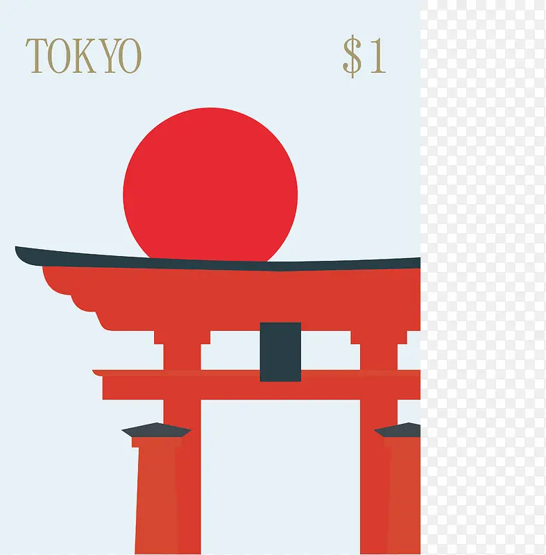 卡通旅游城市邮票日本素材