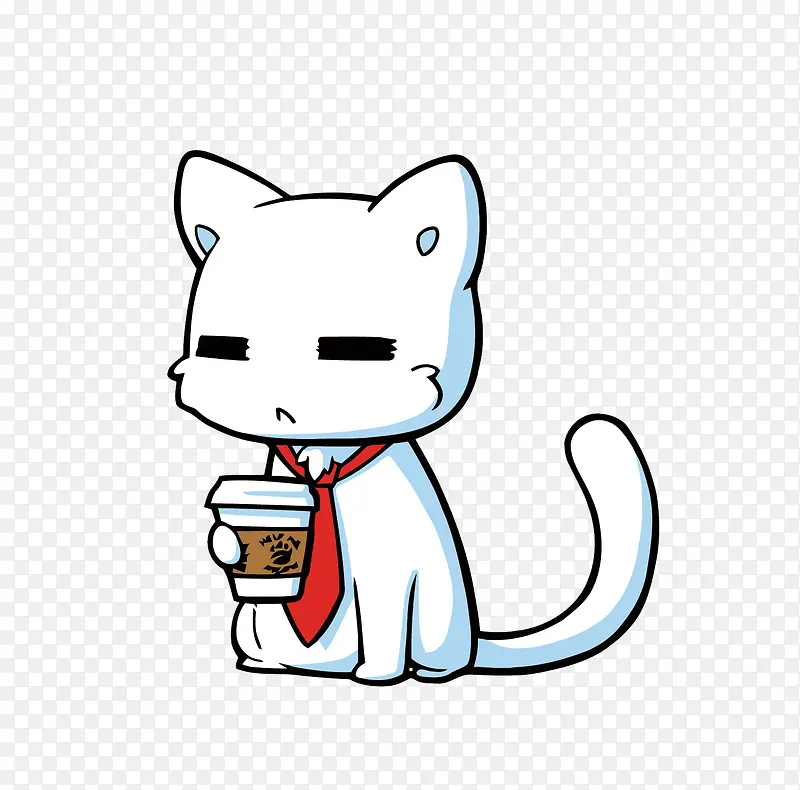 矢量喝咖啡的猫