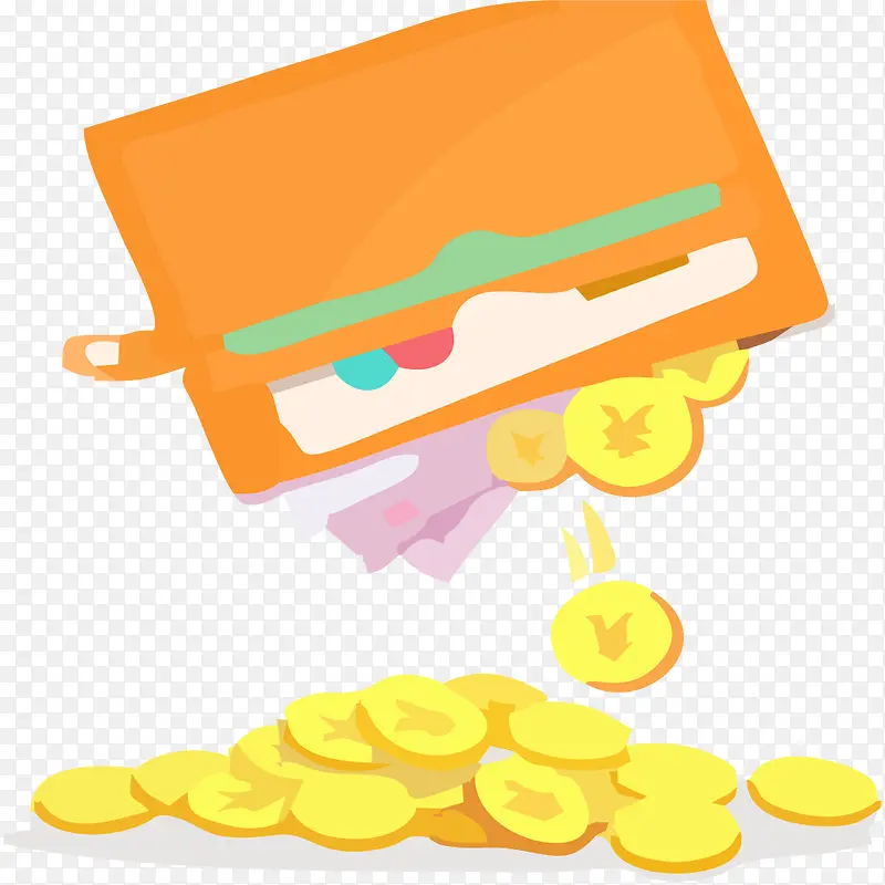橙色钱包与金钱