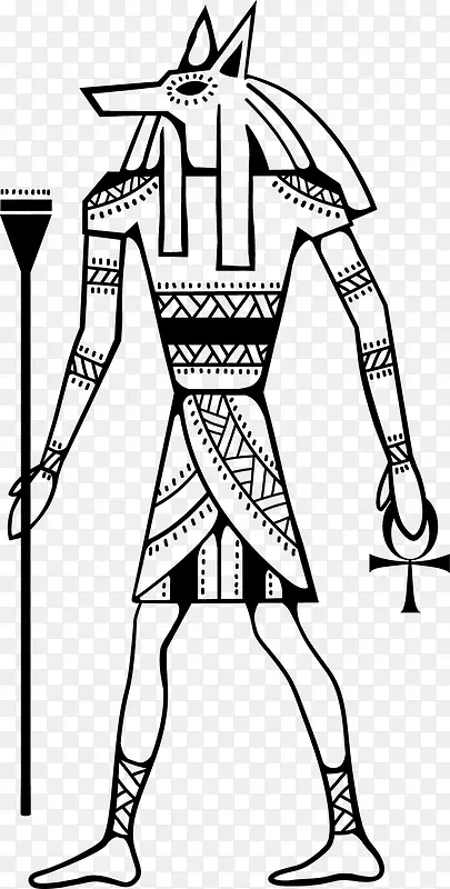 卡通黑色线条古埃及人物画像