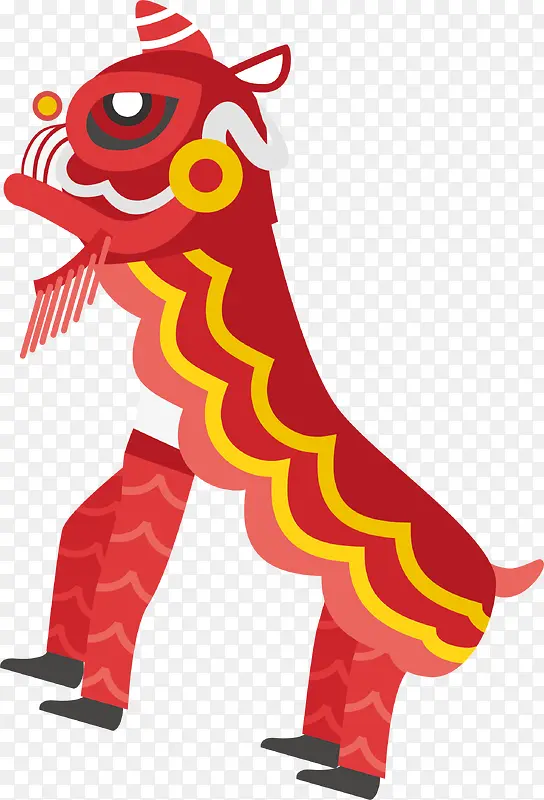 红色中国风舞狮