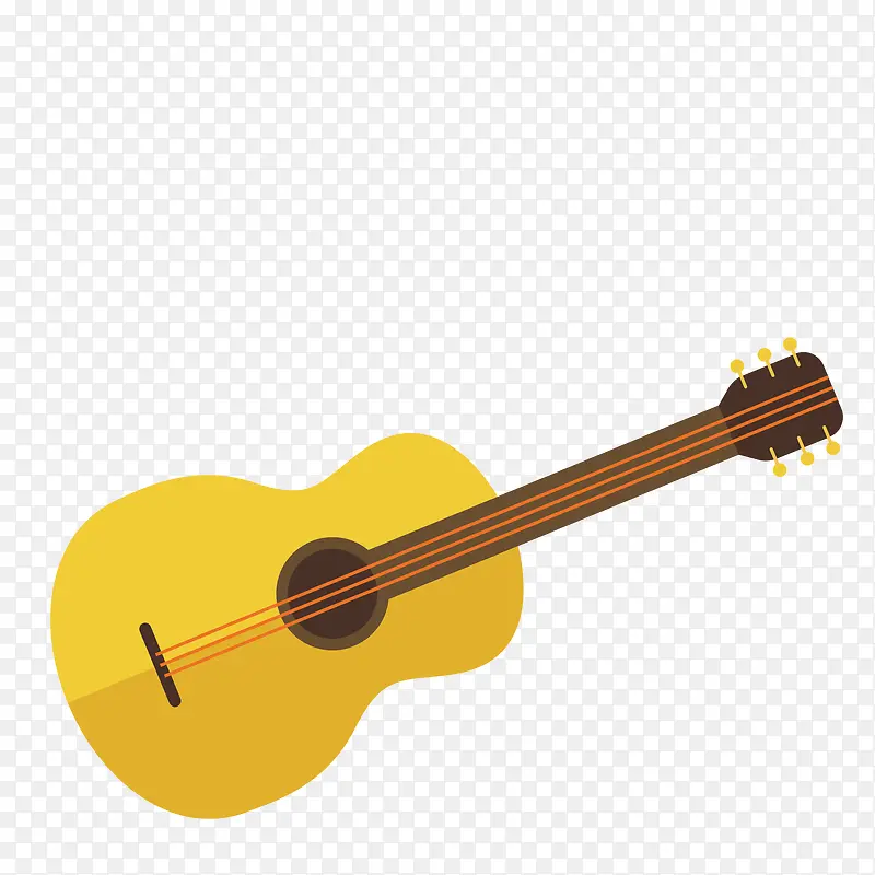 黄色手绘的吉他乐器
