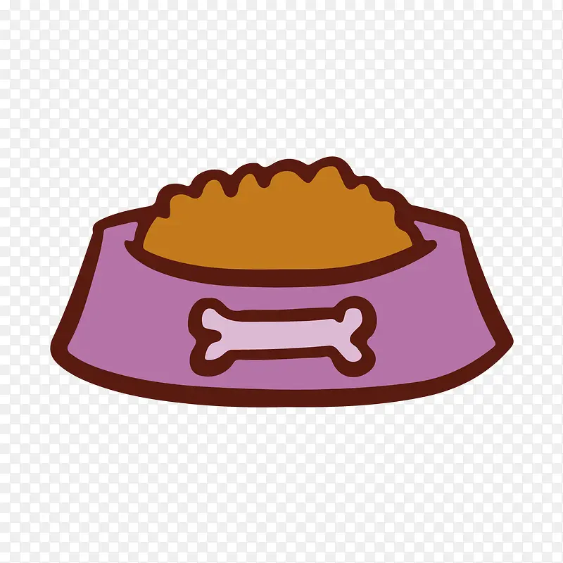 紫色狗粮的手绘碗元素