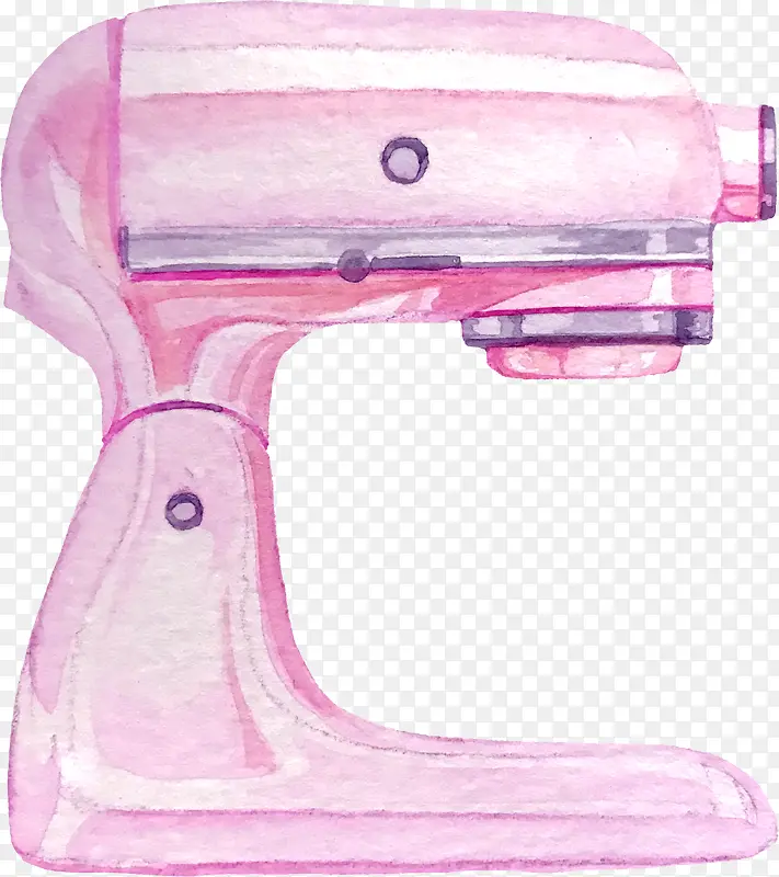 手绘水彩粉色熨烫机