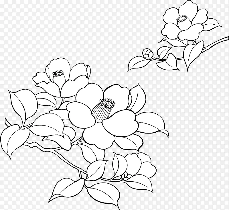 手绘线条黑色花朵