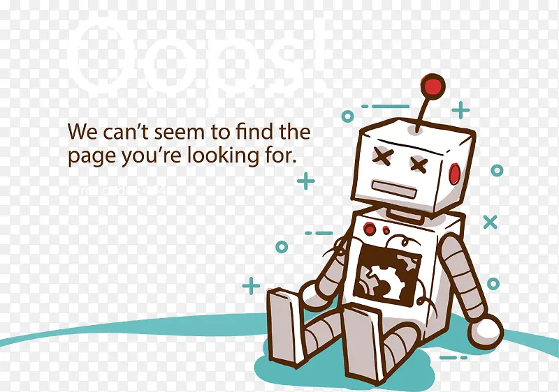 卡通手绘404错误提示网页插画