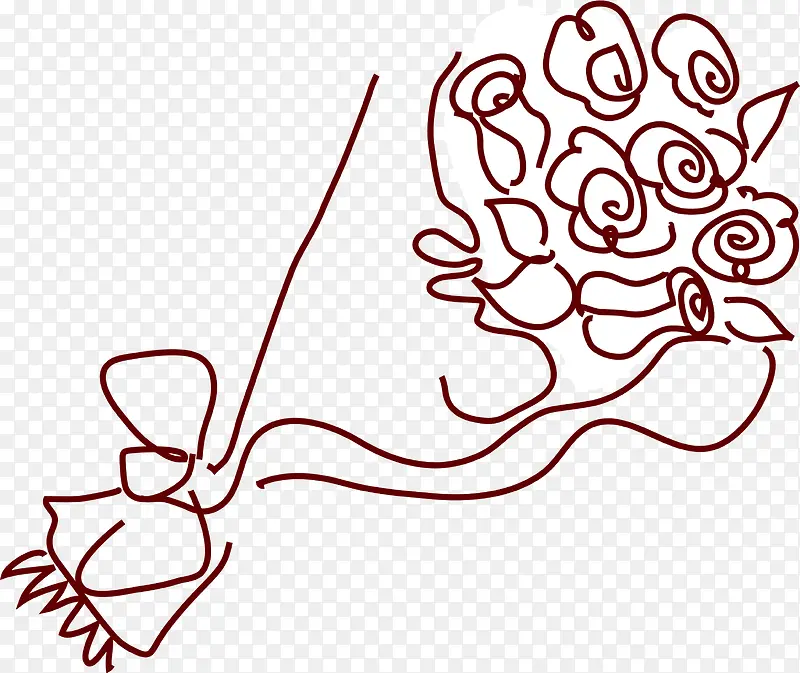 咖啡色线条玫瑰花束
